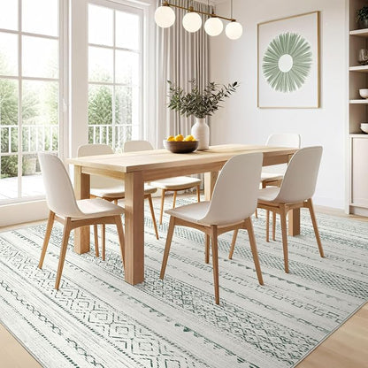 Nakagishi Green Rug Living Room 5x7: Washable Boho Large Neutral Farmhouse Soft - Image 7