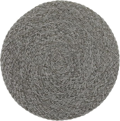 SHACOS Round Braided Placemats Set of 6 Thick Woven Placemats Washable 15 inch by SHACOS