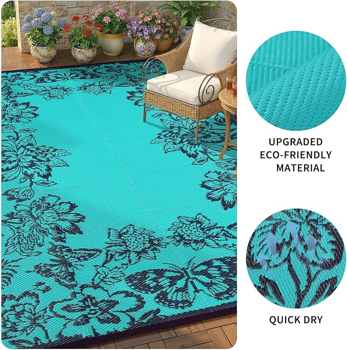 Garvee 5’x8’ Waterproof Patio Outdoor Rug, Outdoor Plastic Straw Rug - Image 7