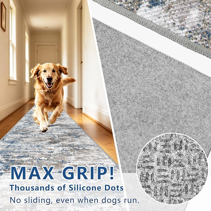 Runners for Hallways Ultra Non-Slip 2x8 Washable Kitchen Rug Abstract Tear and - Image 6