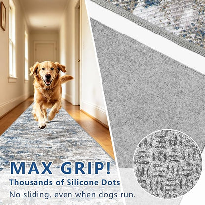 Runners for Hallways Ultra Non-Slip 2x8 Washable Kitchen Rug Abstract Tear and - Image 6