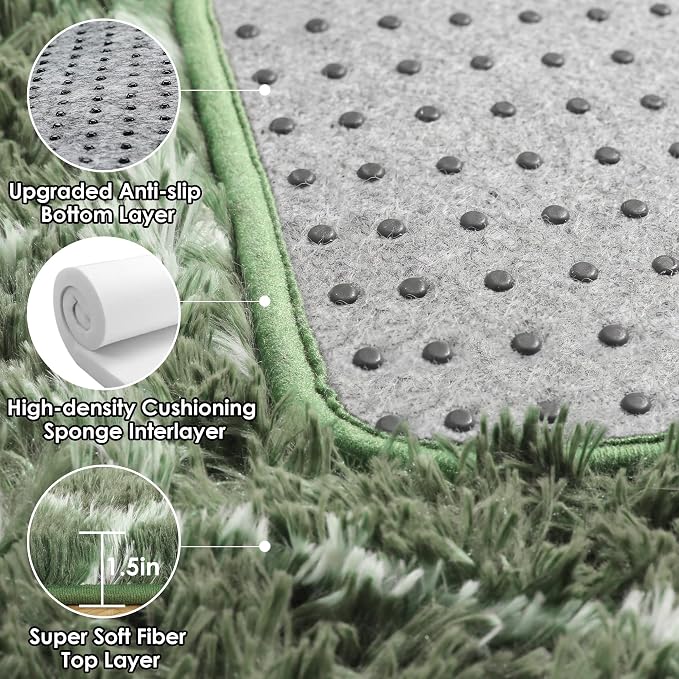 ONASAR 6x9 Area Rugs for Living Room Bedroom, Large Fluffy Olive Green and - Image 4