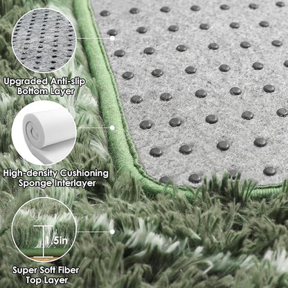 ONASAR 5x7 Area Rugs for Living Room Bedroom, Fluffy Olive Green and White - Image 4