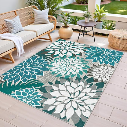 Colorful 3x5 Washable Rug for Living Room Tropical Botanical Modern Floral - Image 2