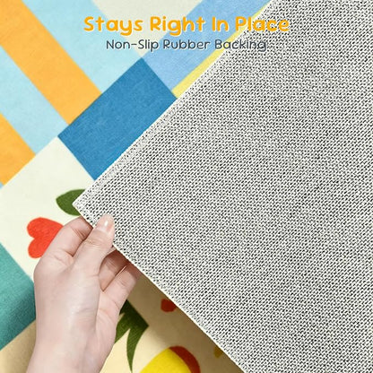 Green Runner Rug for Kids Bedroom, Kids Hallway Washable Rug, Soft Non-Slip - Image 7