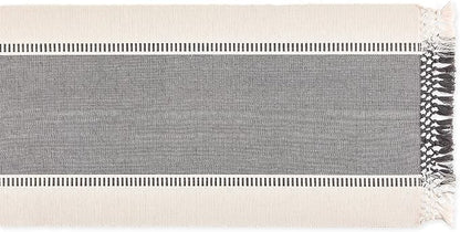 DII Dobby Stripe Table Runner, Mineral Gray & Cream Background | Woven - Image 2