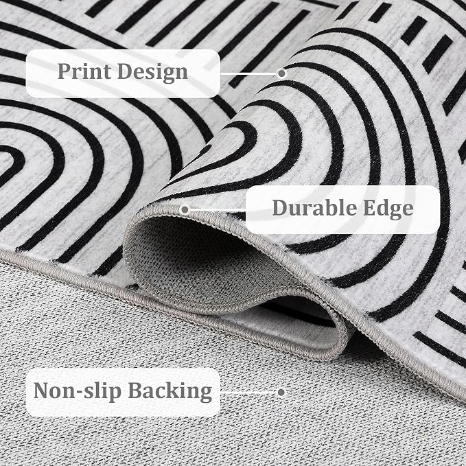 Washable Rug 4ft Area Rugs for Living Room, Abstract Rug for Bedroom, Soft - Image 8