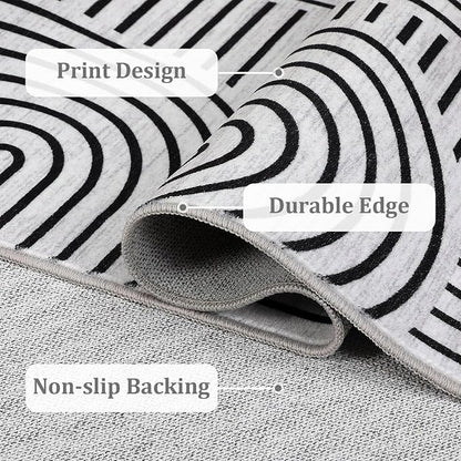 Washable Rug 4ft Area Rugs for Living Room, Abstract Rug for Bedroom, Soft - Image 8