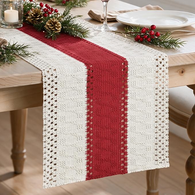 Artoid Mode Rose Red Farmhouse Rustic Table Runner 12x108 Inch | Seasonal by ArtoidMode