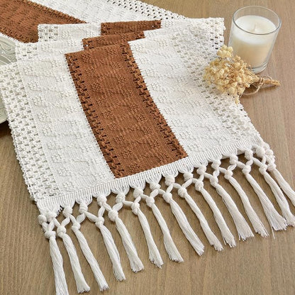 Boho Table Runner for Home Decor 12x72 Fall Runner Reddish Brown | 72 Inches by FEXIA