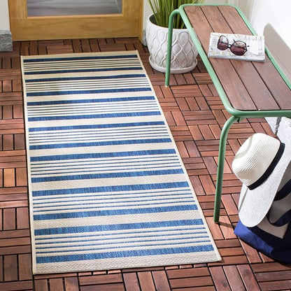 SAFAVIEH Courtyard Collection 2'3' x 18' Navy/Beige CY6062 Stripe Indoor/ by Unknown