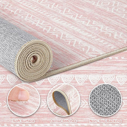 Nakagishi Pink Rugs for Bedroom Girls: 6x9 Washable Boho Large Neutral Cute - Image 4