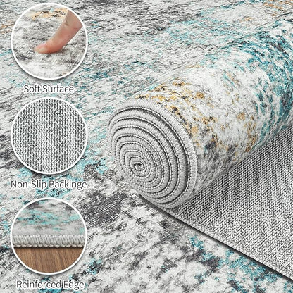 Area Rugs 5x7 Living Room: Large Soft Washable Rug Modern Abstract Anti-Skid - Image 8