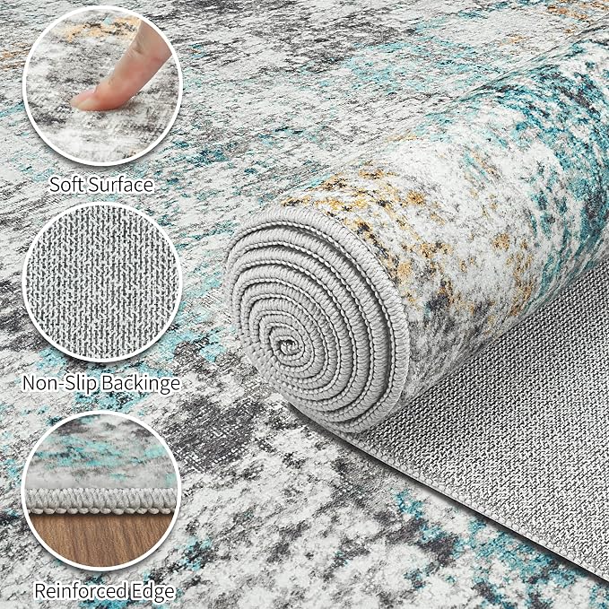 Area Rugs 6x9 Living Room: Large Soft Washable Rug Modern Abstract Anti-Skid - Image 8