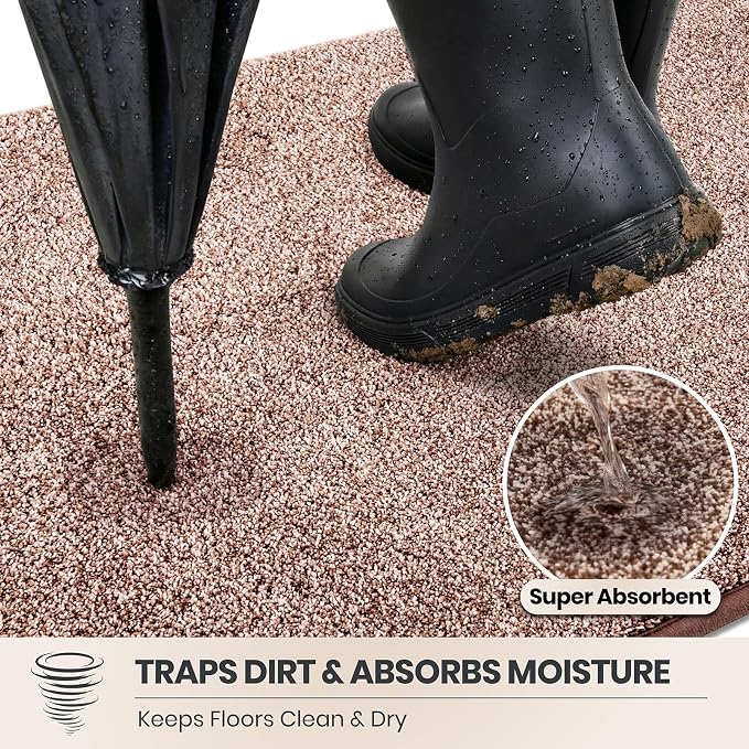PURRUGS Dirt Trapping Door Mat 24" x 84", Non-Slip Machine Washable Entryway Rug - Image 2