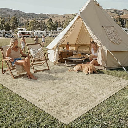 6x9 Easy Jute Neutral Area Rug Beige Vintage Indoor Outdoor Carpet Non-Slip - Image 3