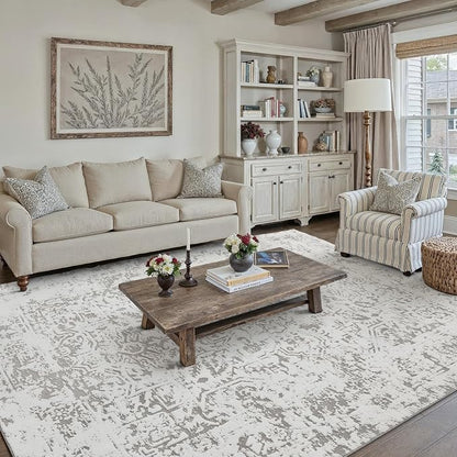 8x10 Fluffy Area Rug Grey Shag Neutral Carpet - Image 4