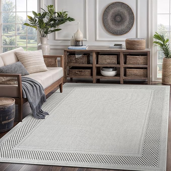 CAMILSON Easy Jute Rug 8x10, Indoor Outdoor Off-White Color Fiber Area Rugs - Image 6