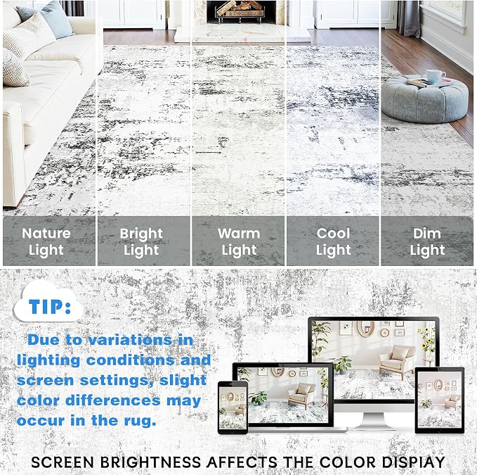 Area Rugs 10x14 Living Room: Large Modern Abstract Washable Rug Soft Anti-Skid - Image 9