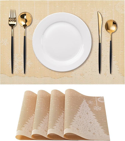 Placemats Set of 4 Washable Indoor | Outdoor Vinyl Place Mats by CADONO
