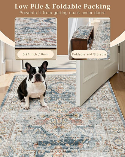 Madane Washable Area Rug 2x3, Small Entryway Rug Non-Slip Vintage Door Mat - Image 6