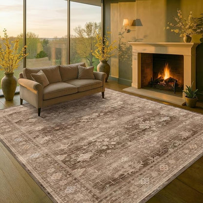 Hazo Haus Boho Taupe Living Room Rug 7x10 -Vintage Traditional Oriental Neutral - Image 4