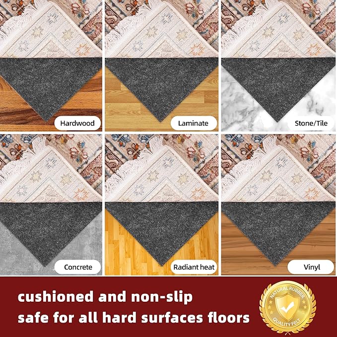 BAGAIL Felt and Natural Rubber Backing Rug Pads 1/4” Thick, 4 x 6 Ft Non Slip - Image 6