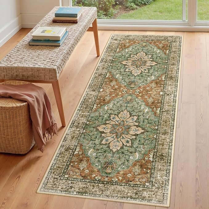 RELEANY Area Rugs Runner 3'x6' Washable Non-Slip, Floral Vintage Distress - Image 3