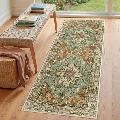 RELEANY Area Rugs Runner 3'x6' Washable Non-Slip, Floral Vintage Distress - Image 3