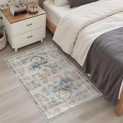 Madane Washable Area Rug 2x3, Small Entryway Rug Non-Slip Vintage Door Mat - Image 4