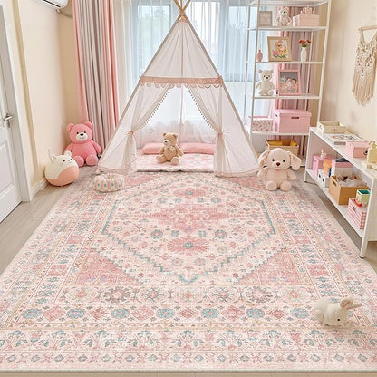 zesthome 8x10 Area Rugs for Girls Bedroom, Non-Slip Backing Washable Rugs by Zesthome