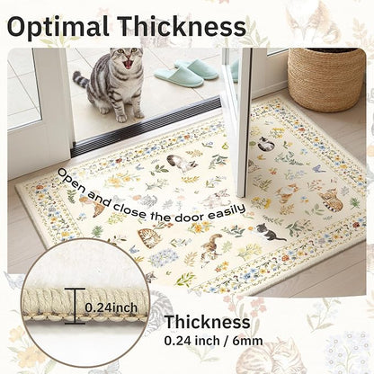 Soalmost Cat 9x12 Area Rugs for Living Room, Machine Washable Animal Floral - Image 9