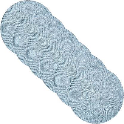 Round Placemats Set of 6-100% Cotton Two-Tone Placemat by SweetHomeCollection