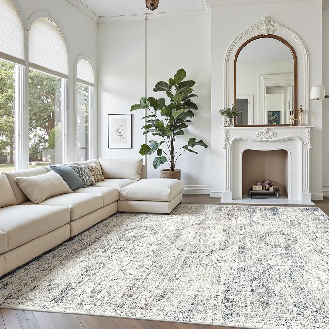 Soalmost Area Rug 10x12 Vintage Washable Living Room Large Carpet Non Slip - Image 2