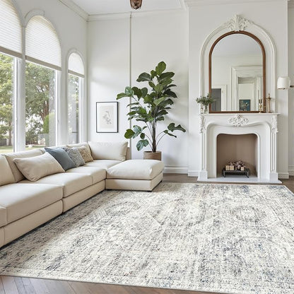 Soalmost Area Rug 10x12 Vintage Washable Living Room Large Carpet Non Slip - Image 2