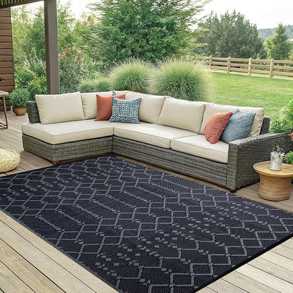 Smiry Outdoor Rug 6x9 ft, Waterproof Reversible Plastic Straw Rugs, Boho - Image 7