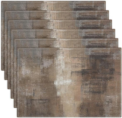 Emvency Farmhouse Placemats Set of 6, 12x18 Inch, Rustic Neutral Brown | by Emvency