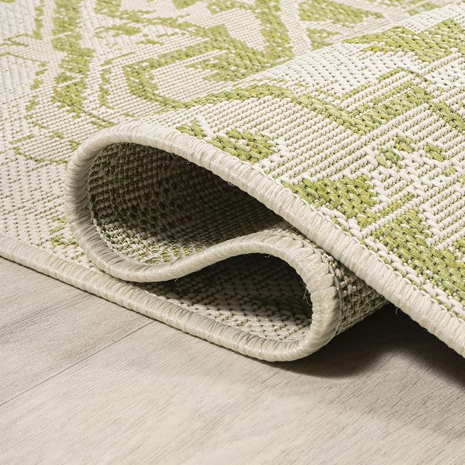 JONATHAN Y Boho Medallion Indoor Outdoor Square Area Rug 5X5 Cream/Green - Image 5