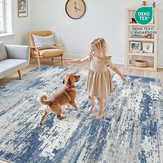 Area Rugs 9x12 Living Room: Large Soft Washable Rug Modern Abstract Anti-Skid - Image 4