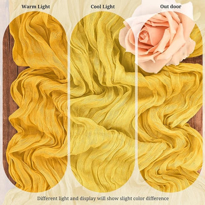 10 Pack Gold Cheesecloth Table Runner 17x108 Inch Boho Gauze Cheese Cloth Table - Image 4