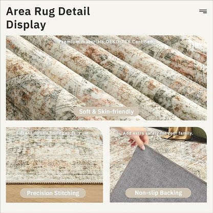 Soalmost 10x14 Area Rugs for Living Room, Non Slip Machine Washable Vintage Rugs - Image 6