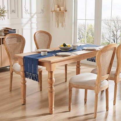 Macrame Style Boho Table Runner, 12x36 Inch Navy Blue | Woven Boho Table Runner - Image 3