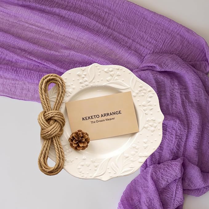 6Pcs Lilac Cheesecloth Table Runner 120 Inches - Image 5