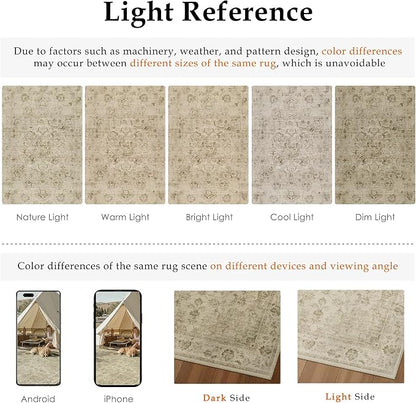 6x9 Easy Jute Neutral Area Rug Beige Vintage Indoor Outdoor Carpet Non-Slip - Image 7