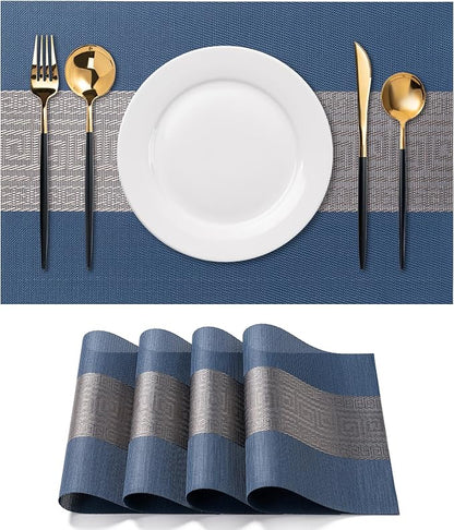 Placemats Set of 4 Washable Indoor | Outdoor Vinyl Place Mats by CADONO
