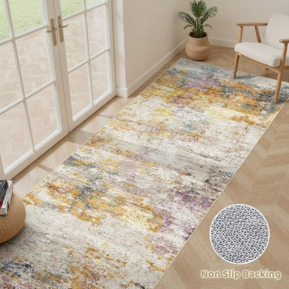 Runner Rug Kitchen Washable Rugs: 2x6 Non-Slip Abstract Soft Modern Stain - Image 3