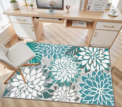 Colorful 3x5 Washable Rug for Living Room Tropical Botanical Modern Floral - Image 7