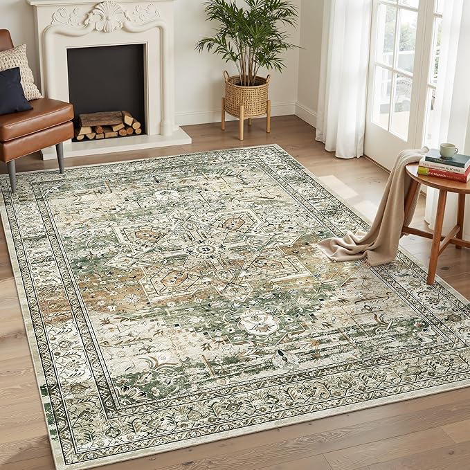 Soalmost 5x7 Area Rugs Low Pile Indoor Washable Trendy Faded Style Rugs by Soalmost
