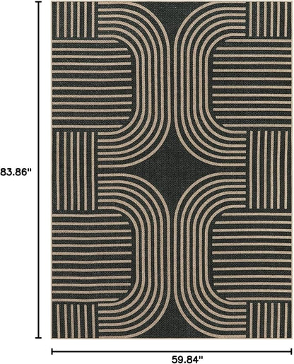 Lahome Enfys Modern Geometric Outdoor Easy Jute Rug, 5x7 Patio Living Room Rug - Image 2