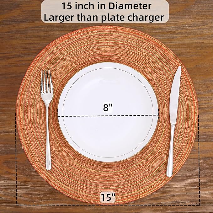 SHACOS Round Placemats Set of 4 Woven Braided Place Mats Table Placemats 15 - Image 4